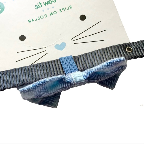 Cat Dog Collar + Bow Tie Blue Gray NEW - Picture 10 of 12